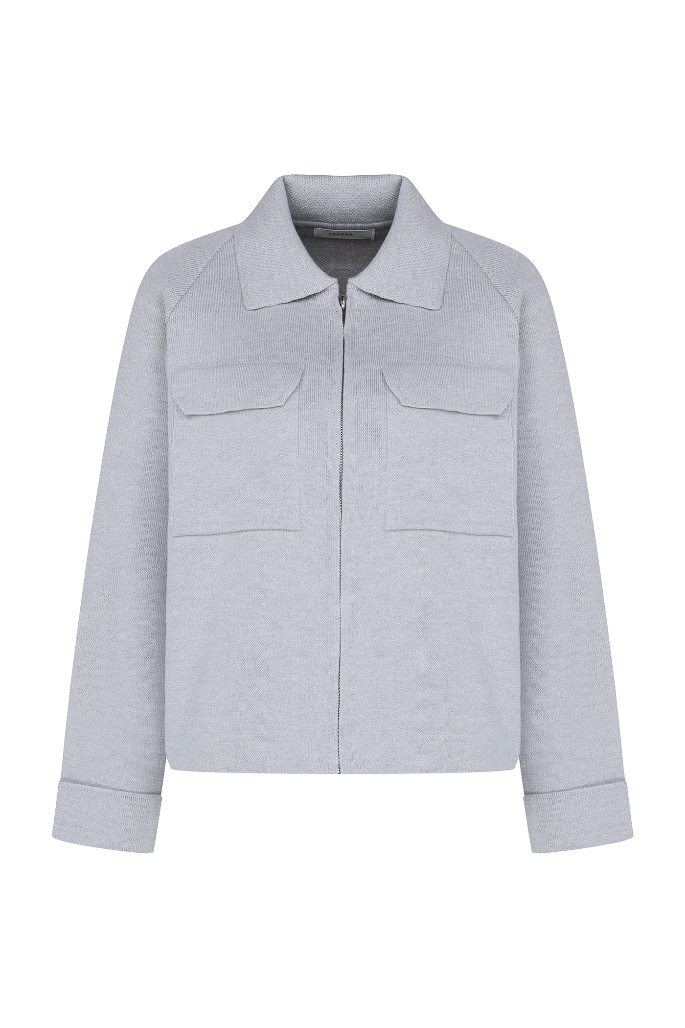 [SAMPLE]Cotton Zip-Up Jacket-Mel Gray