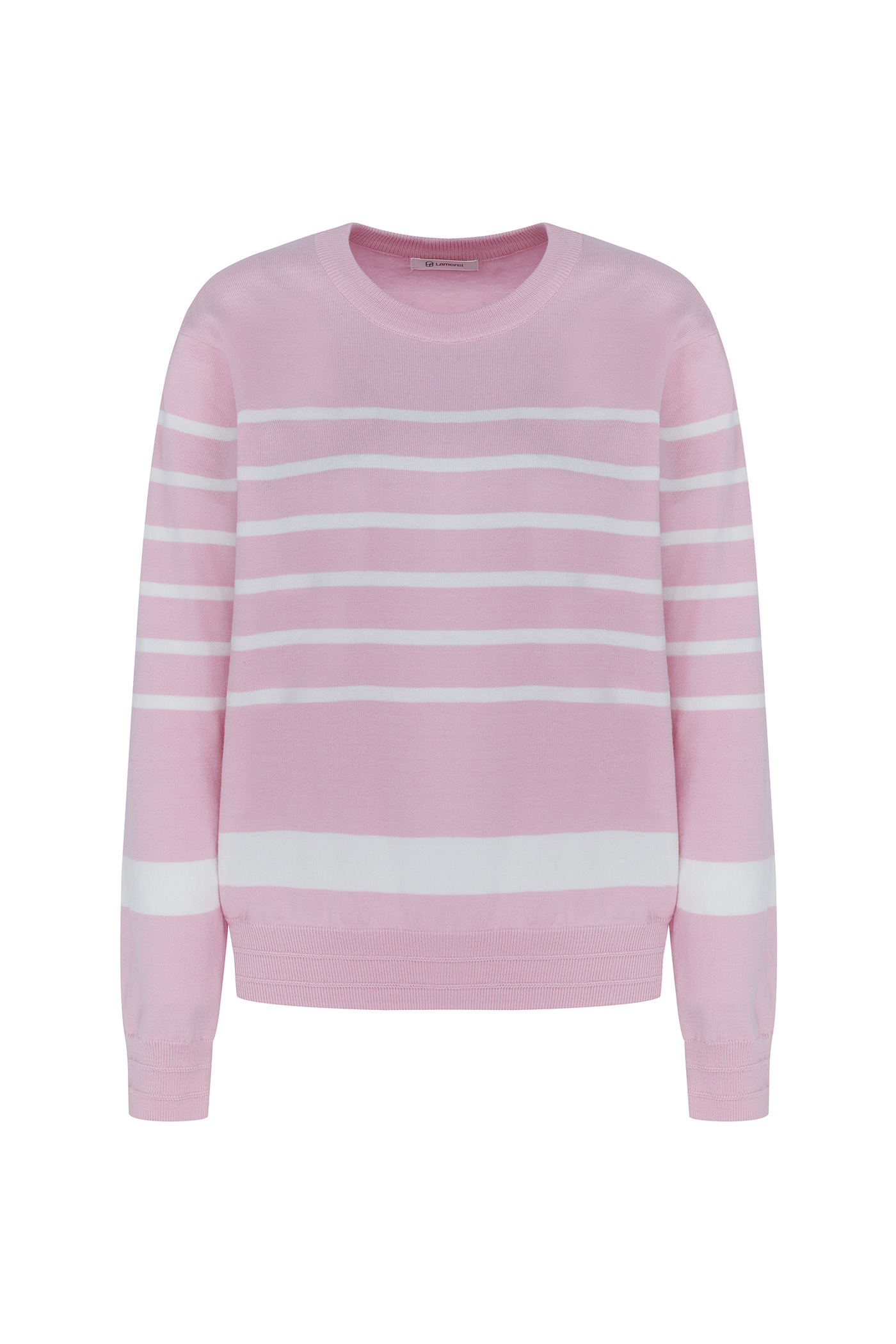 Plain Stripe Cotton Knit-Pink
