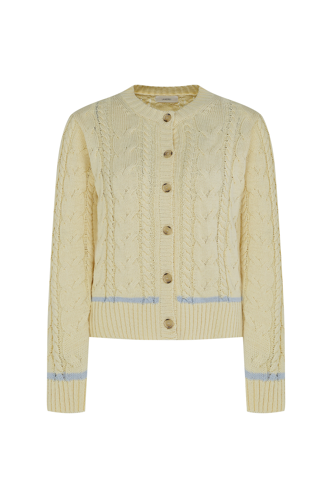 [SAMPLE]Cotton cable Cardigan-Light yellow