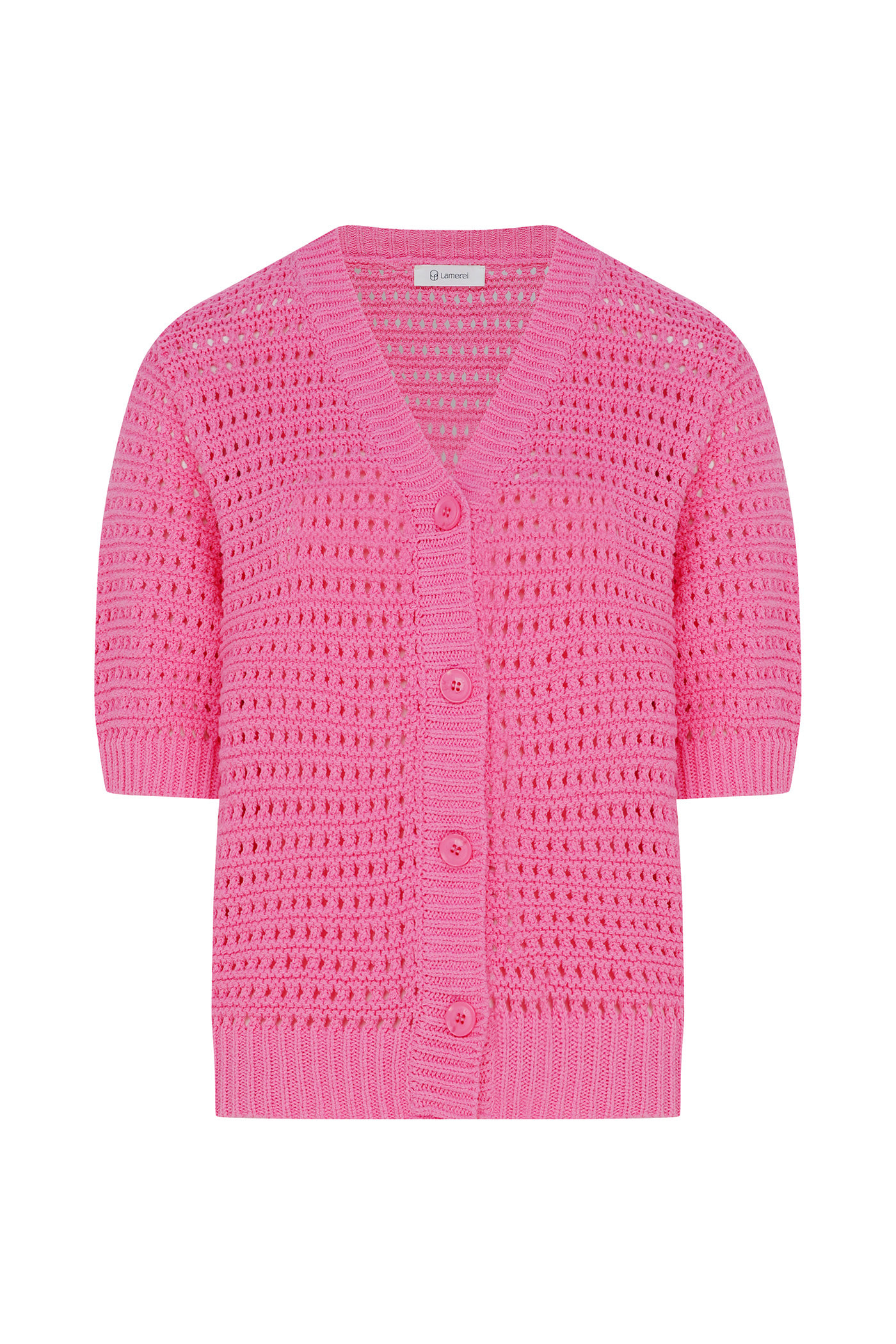 Crochet V Cardigan-Pink