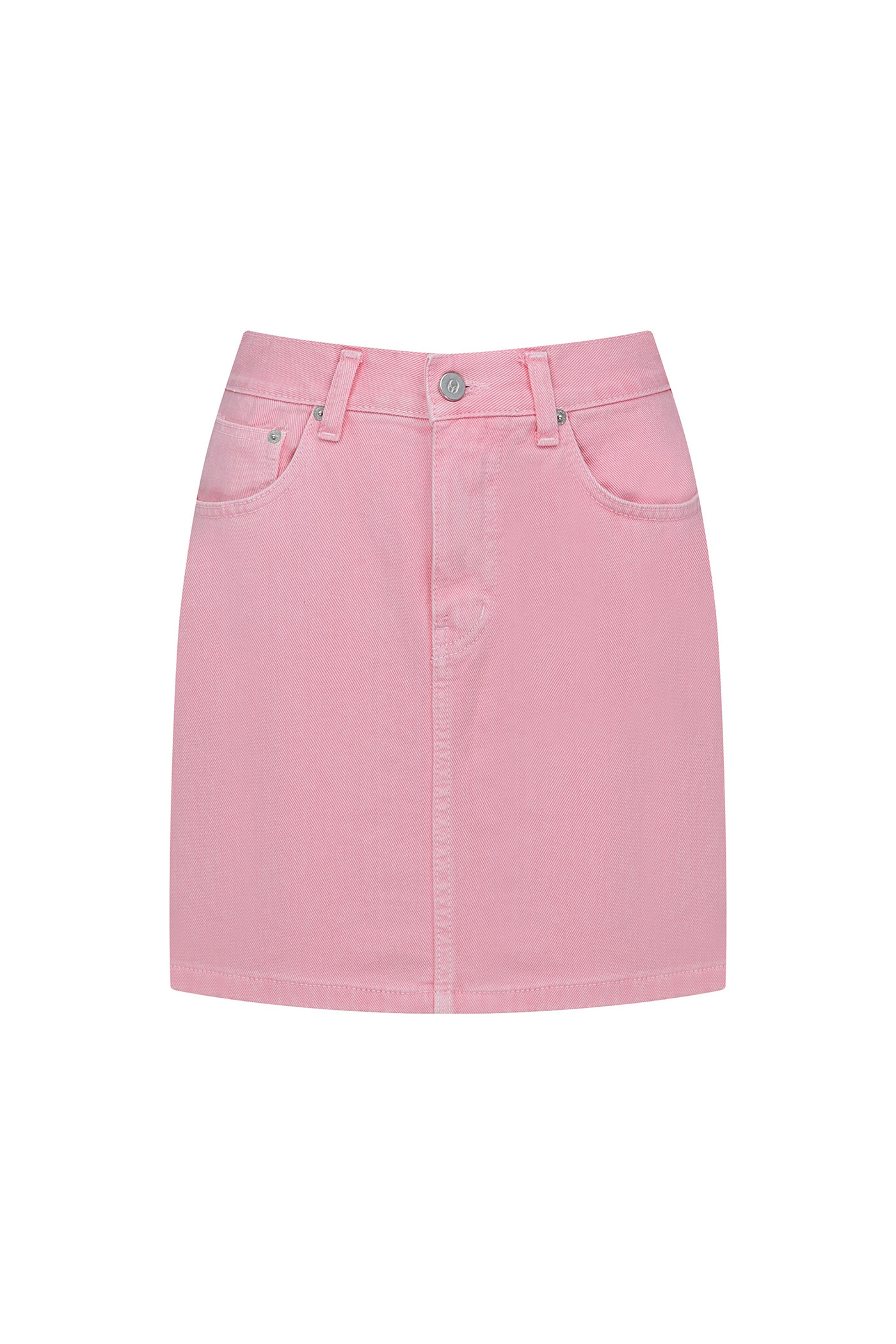 Dyeing Mini Denim Skirt-Pink