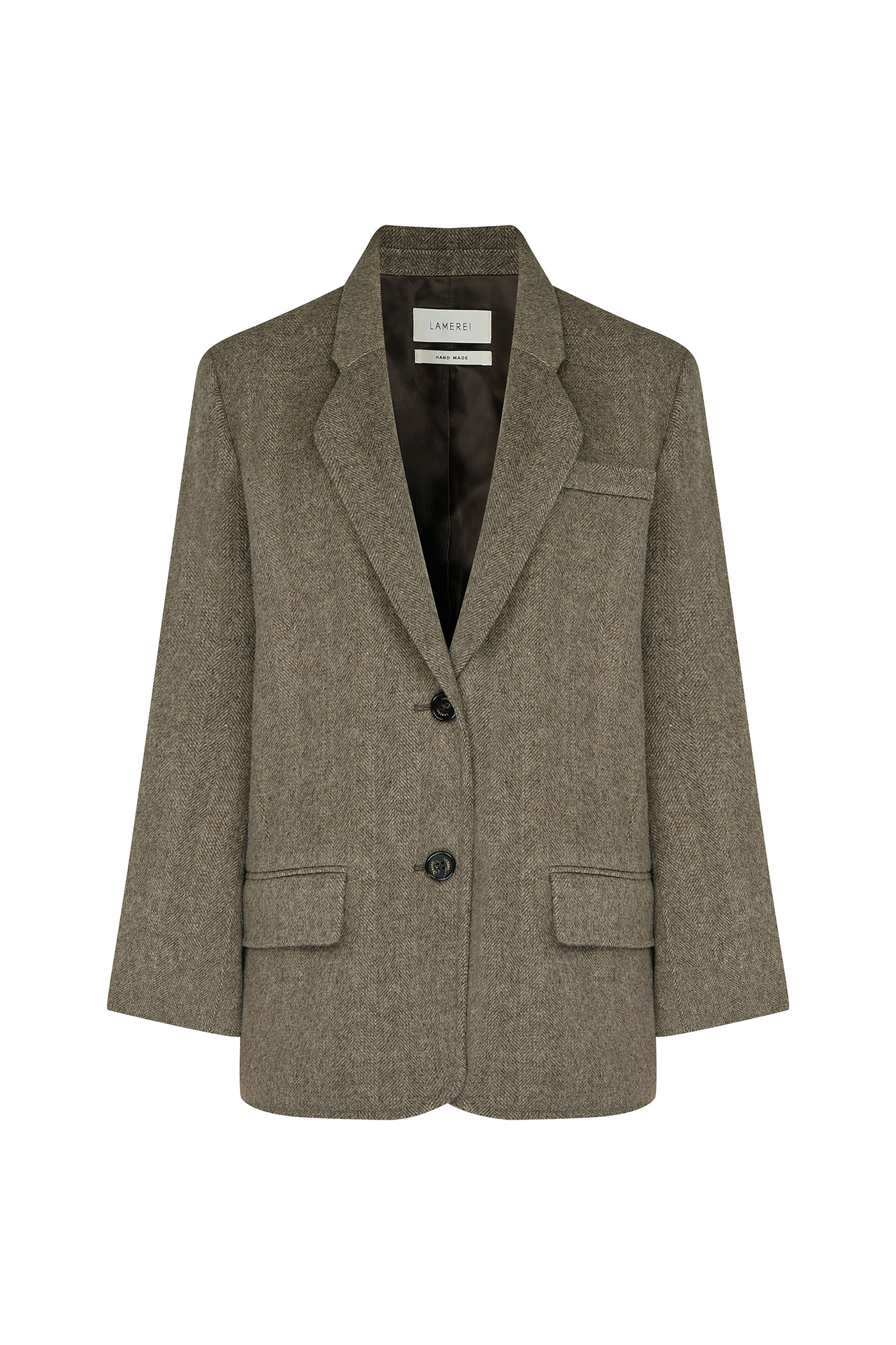 [SAMPLE]Wool Herringbone Handmade Jacket[LMBBWIJK203]-Brown