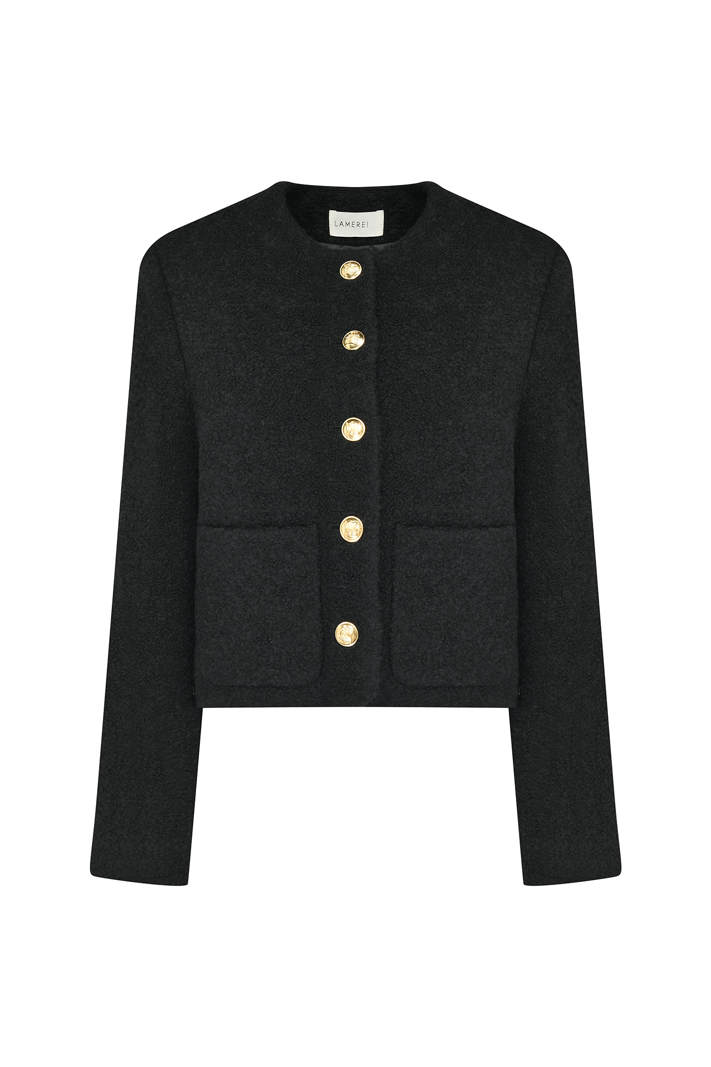 Wool Boucle Crop Jacket[LMBBWIJK202]-Black
