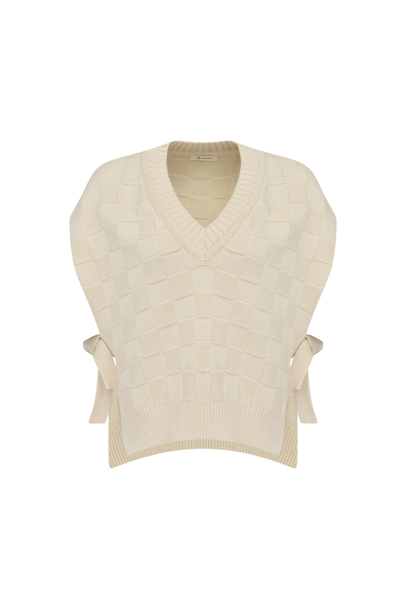 Wool Square V-Vest[LMBBAUKN125]-Cream