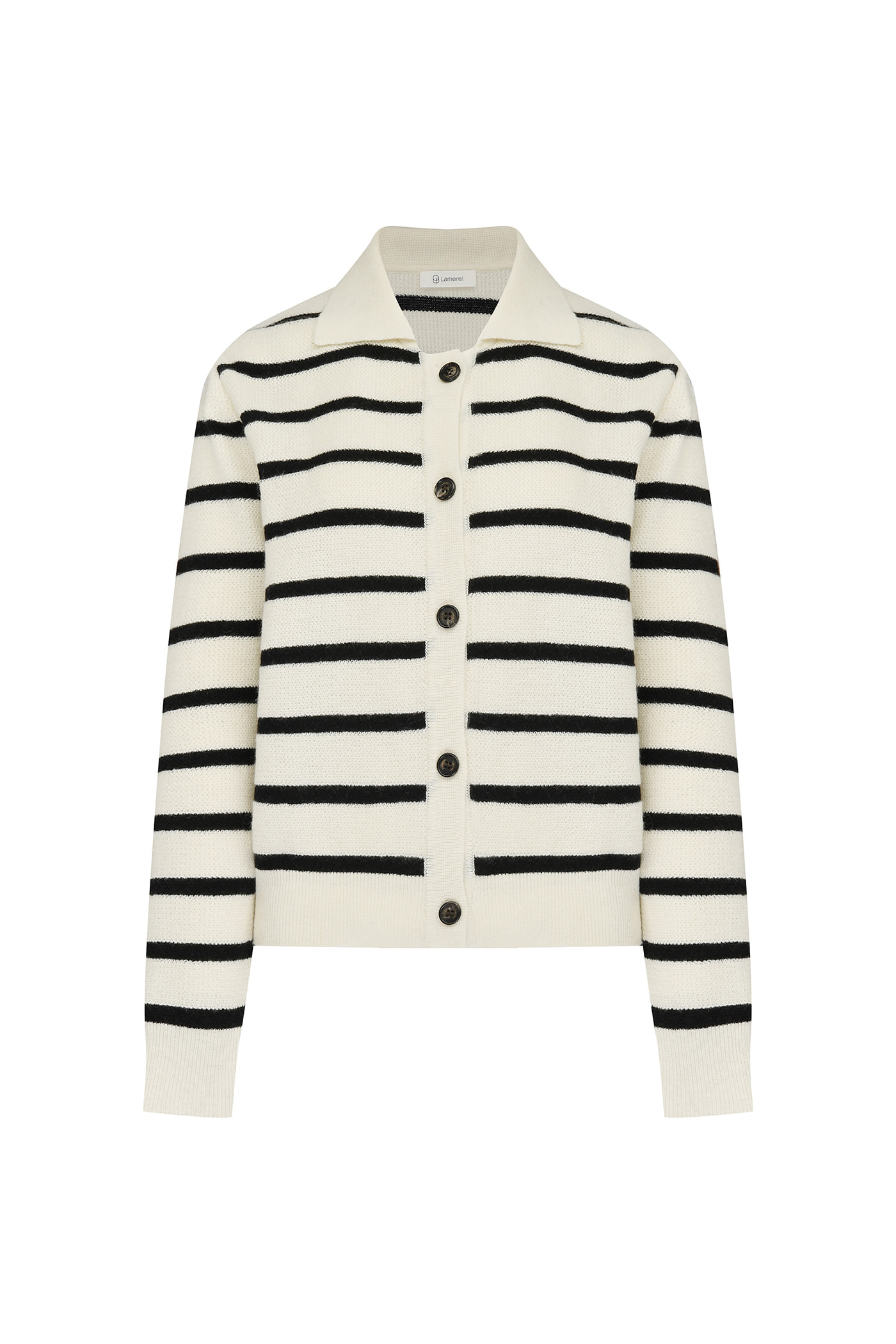[SAMPLE]Wool Collar Stripe Cardigan[LMBBAUKN138]-Ivory