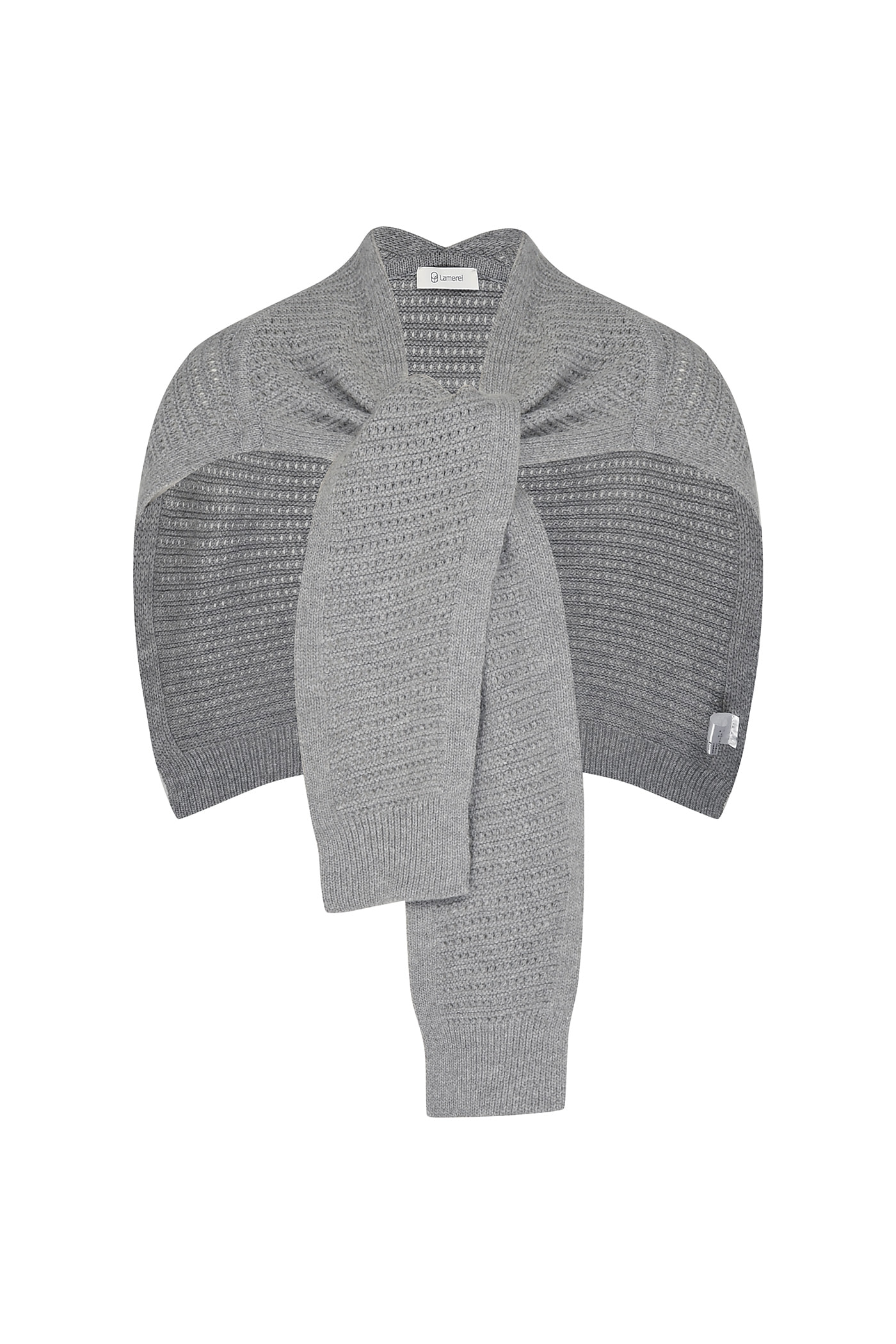 Wool Crochet Shawl[LMBBAUKN130]-Melange Gray