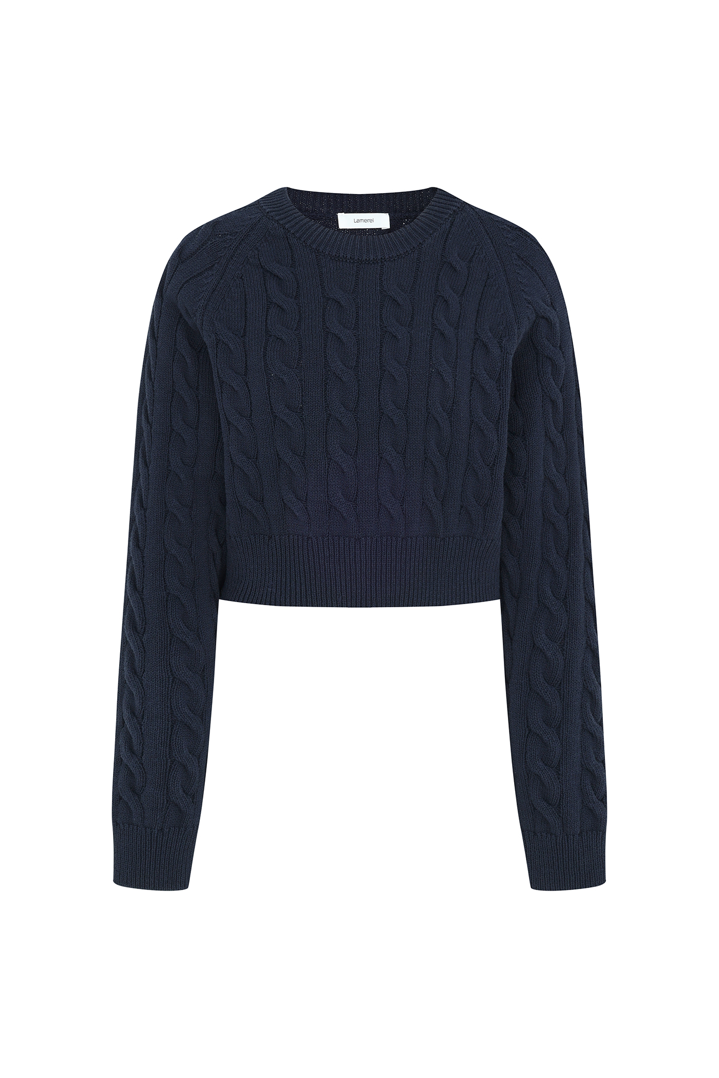Crop Cable Knit Top[LMBCSPKN182]-Navy