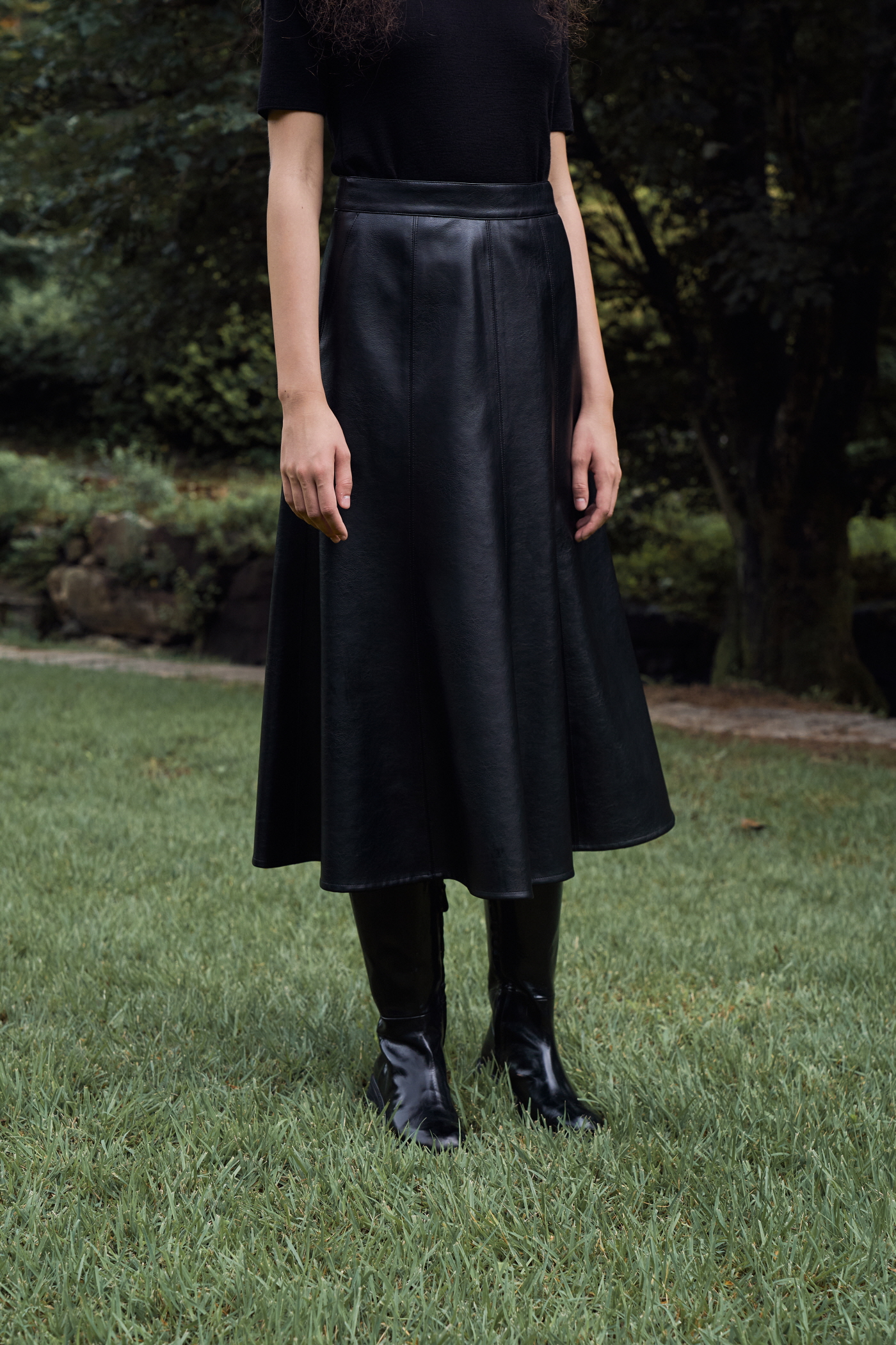 [SAMPLE]Fake Leather Skirt[LMBBAUSK201]-Black
