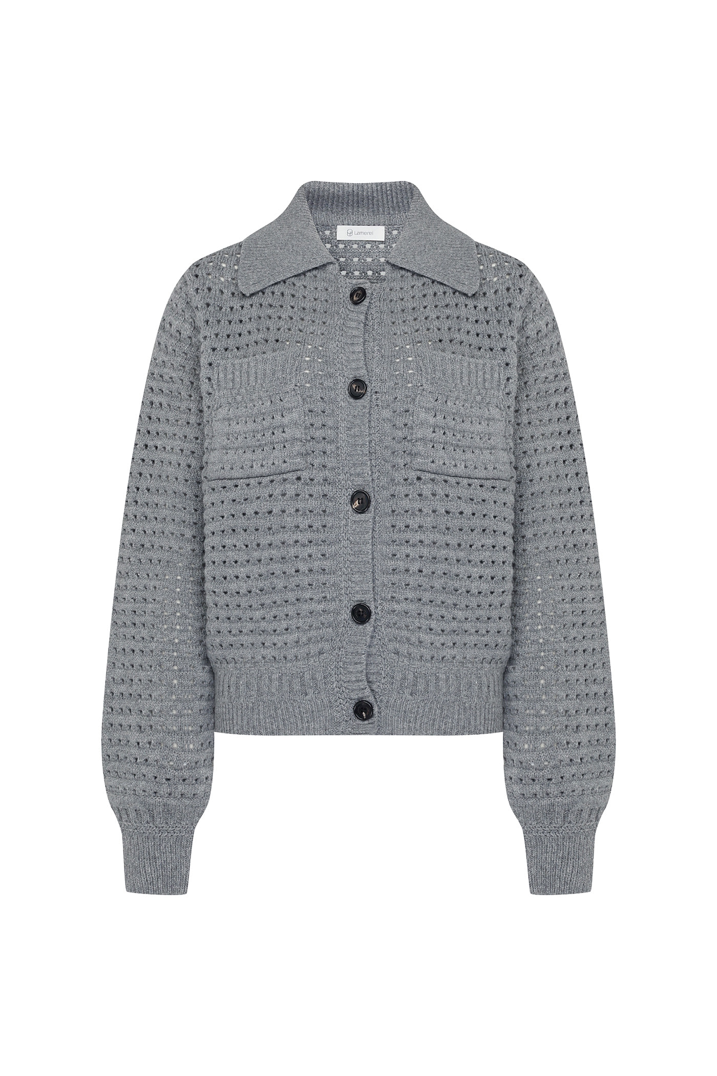 Wool Crochet Collar Cardigan[LMBBWIKN152]-Melange Gray