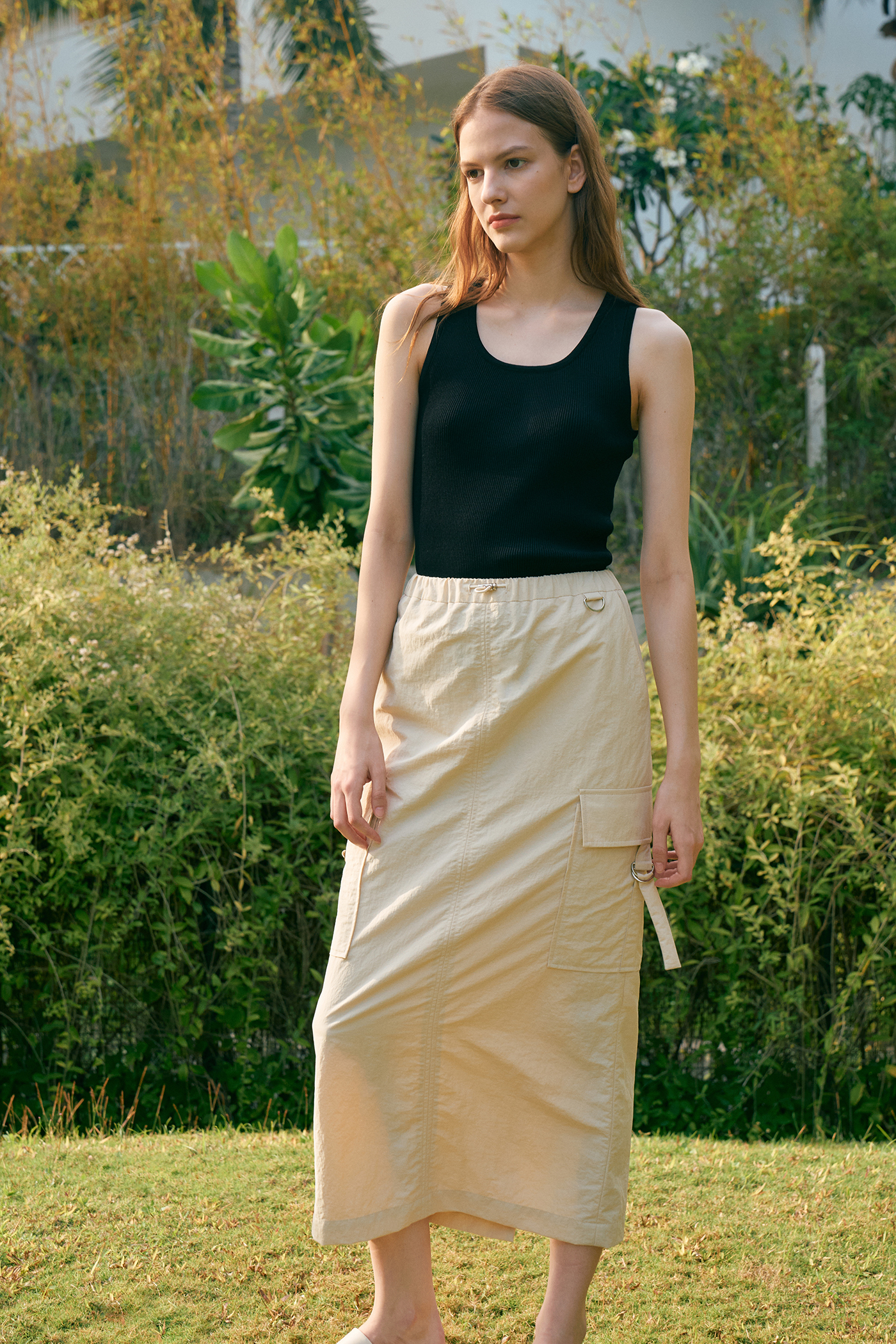 Pocket String Skirt[LMBCSUSK402]-Cream Beige