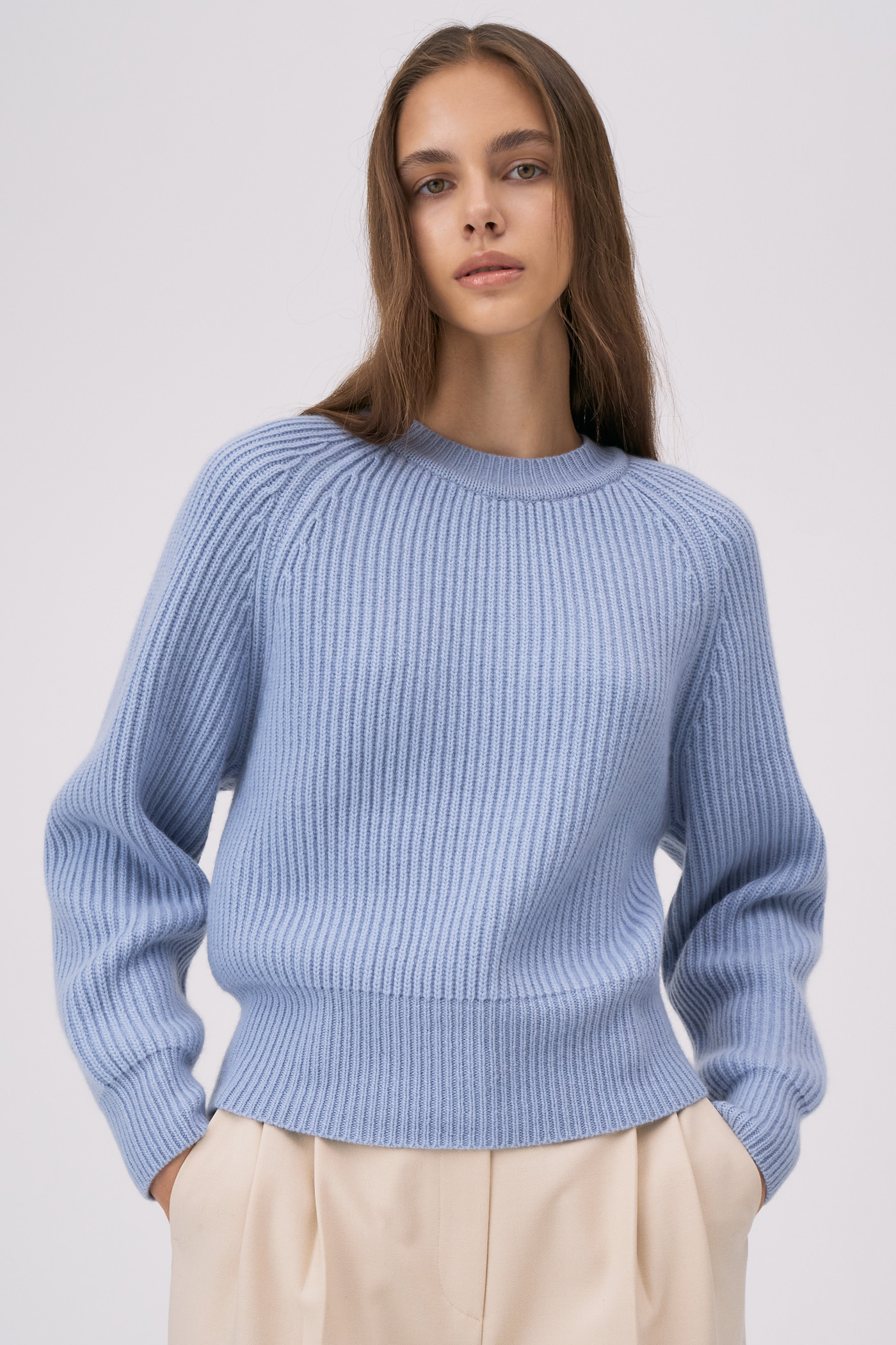 Wool Raglan Knit Top[LMBBWIKN145]-Blue