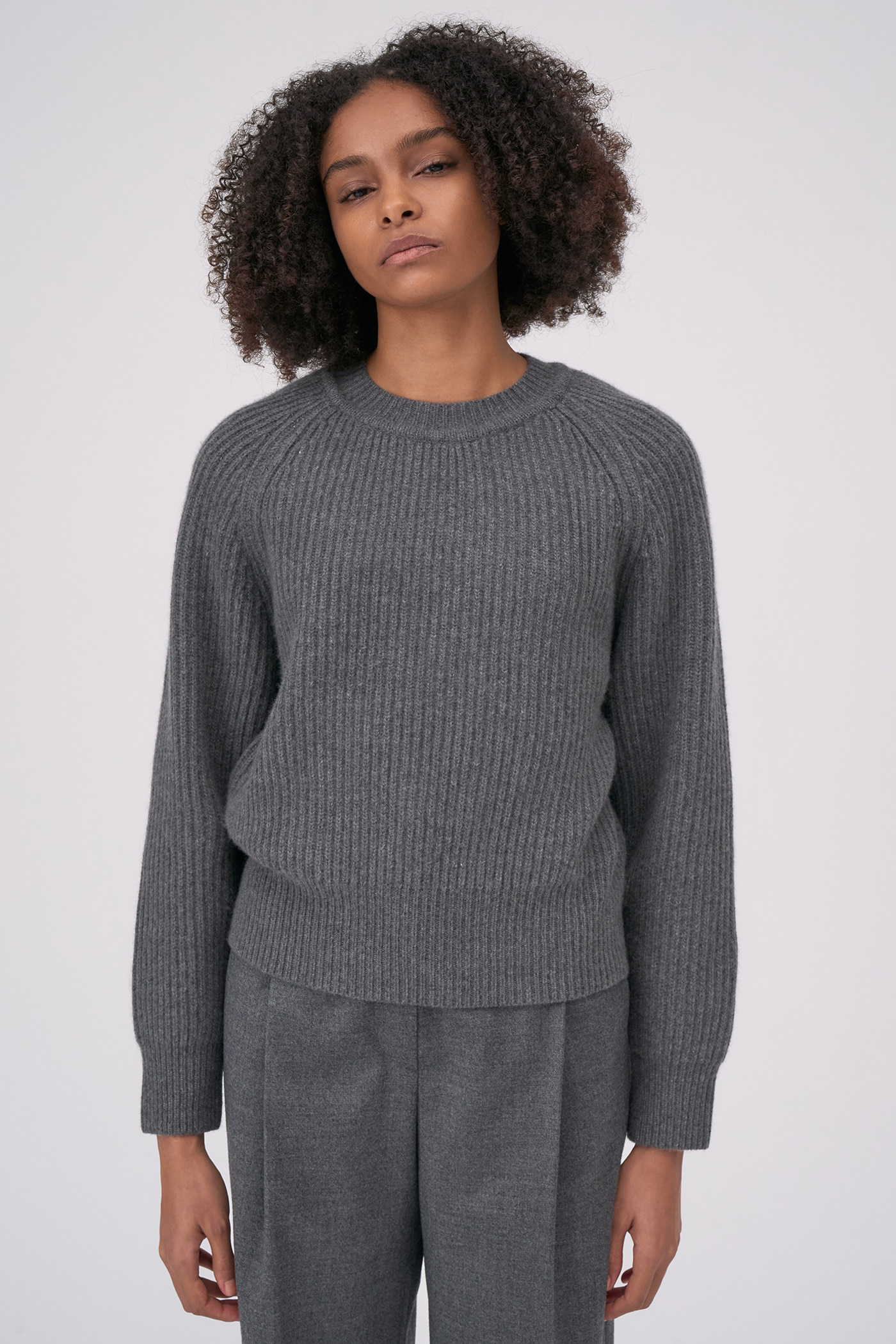 Wool Raglan Knit Top[LMBBWIKN145]-Gray
