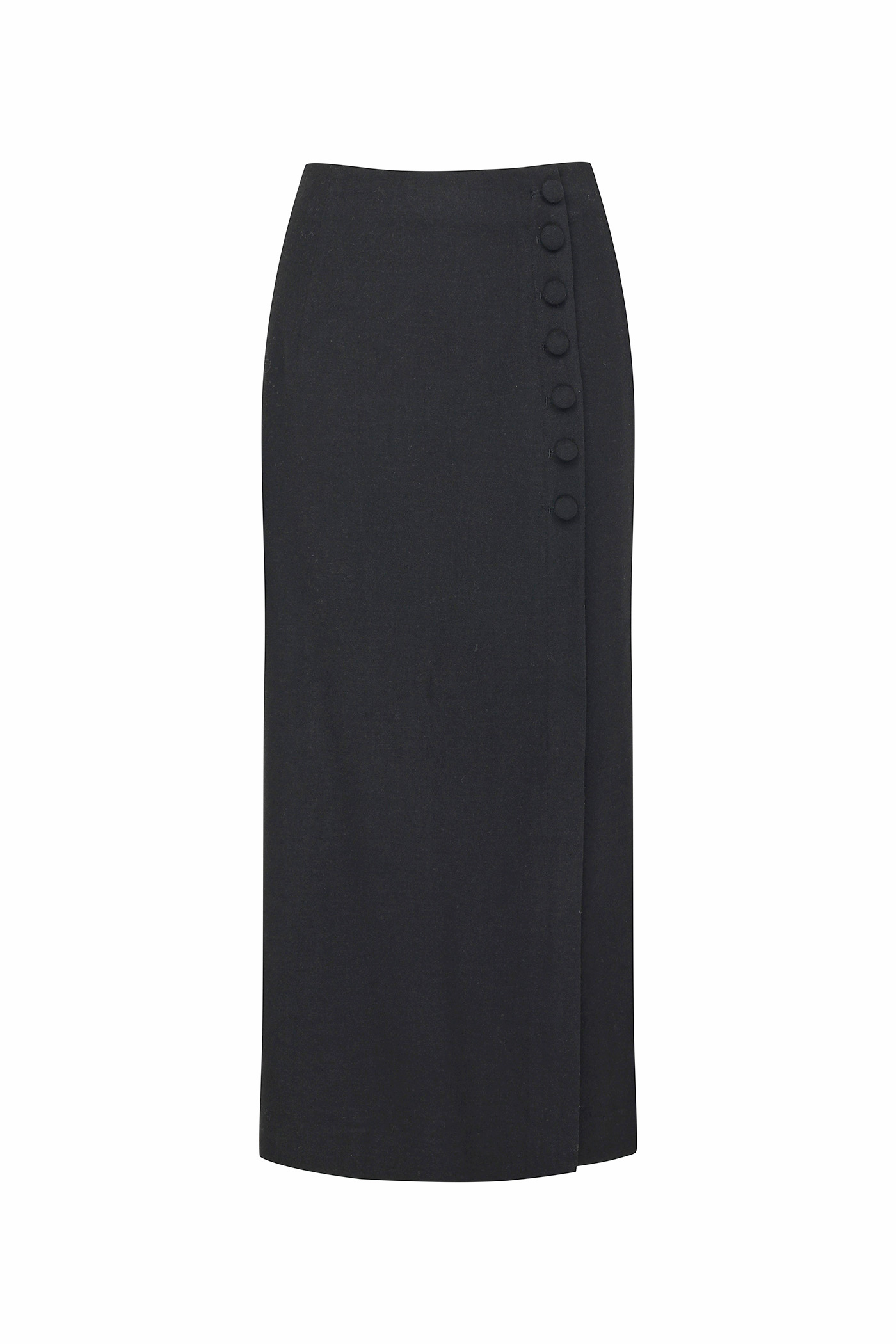 Button Slit Skirt[LMBBAUSK203]-Black